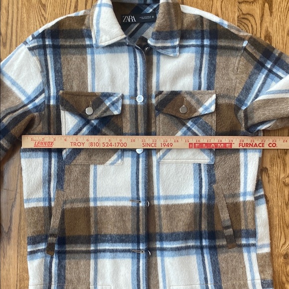 Zara shirtjack chore coat barn coat plaid button front warm medium layering - Picture 8 of 11
